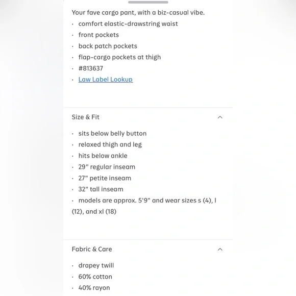 NWT Old Navy Charcoal Cargo Pants for Women - Picture 10 of 10